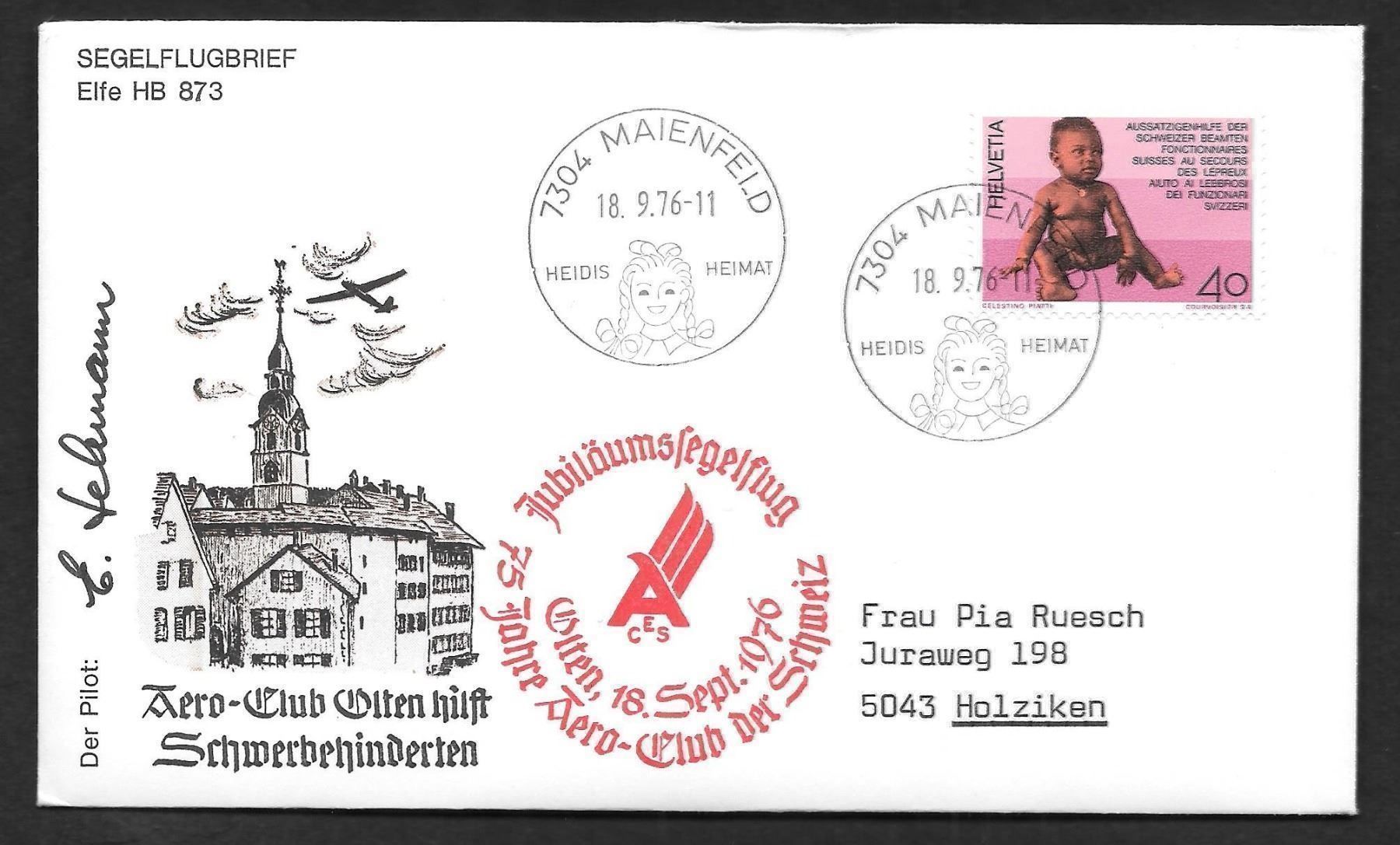Tutti i francobolli: Jubiläums-Segelflug Olten 18.9.1976 – Nuovo (secondo la descrizione) da Olten venduto da clotaldi