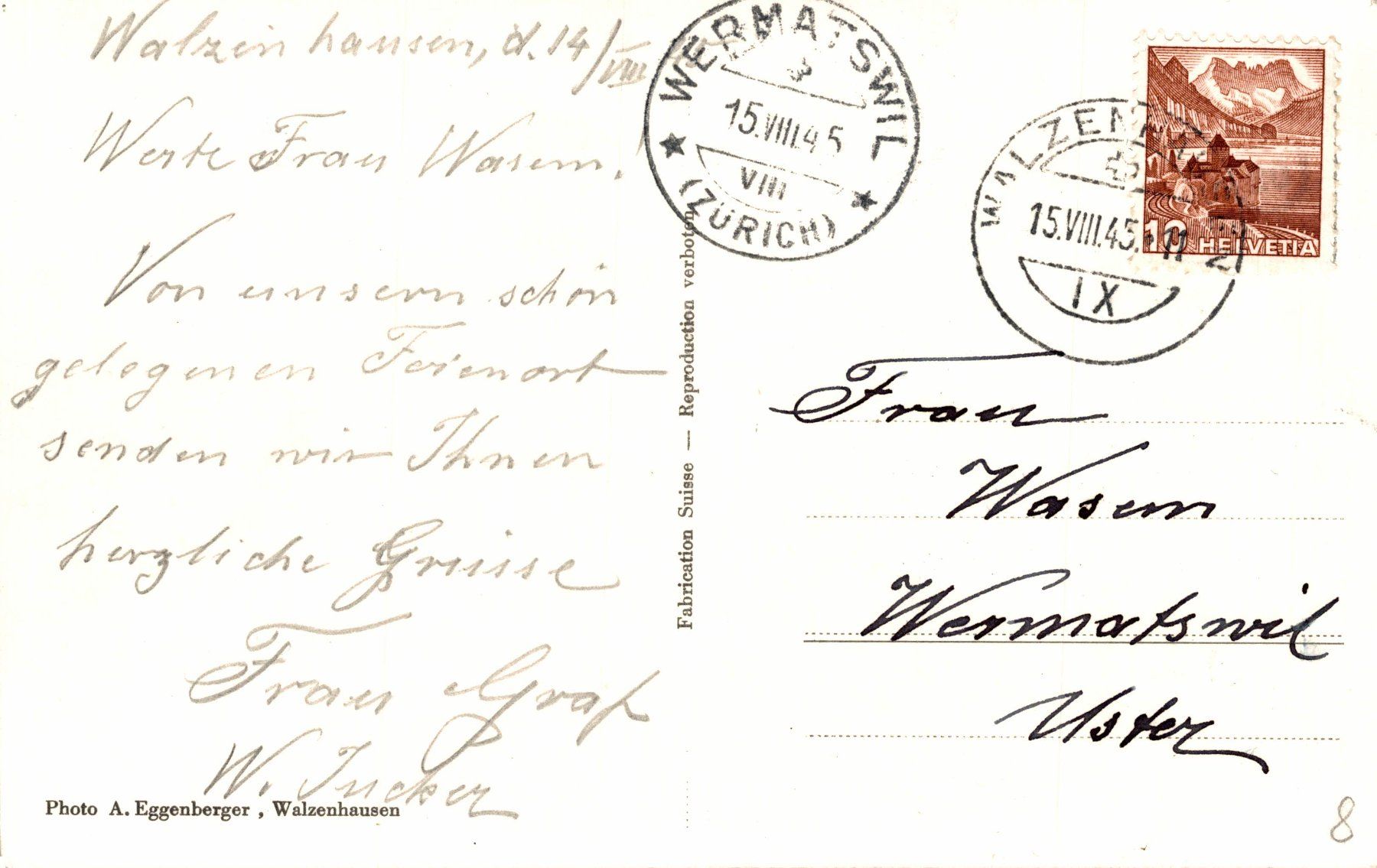 Cartoline postali: Luftkurort Walzenhausen. Blick auf Bodensee und Pfänder – Usato da Bronschhofen venduto da Astore 1