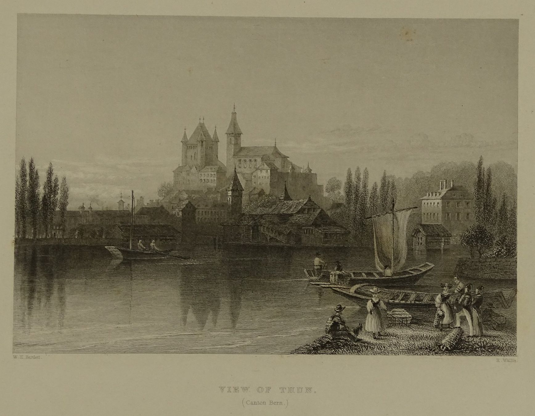 Gravures: THUN, STAHLSTICH NACH BARTLETT 1836 – D'occasion à Grüningen par Kartensammler 1