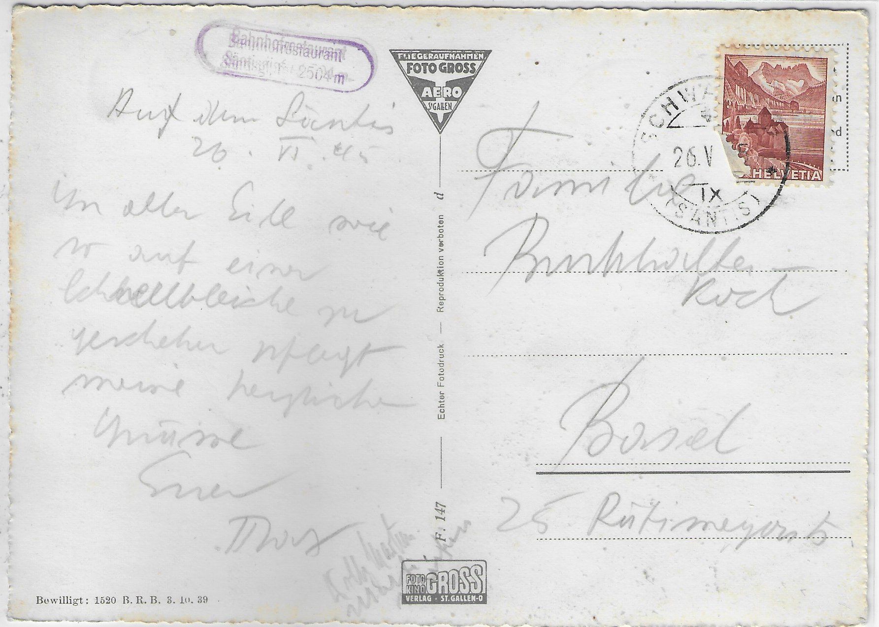 Cartoline postali: Fliegeraufnahme Säntis – Usato da Ettingen venduto da Kartenplanet 1
