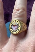 Bague chevalière dorée cœur sacré – Taille 6 – Style bohème 