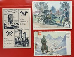 3 Militär Postkarten