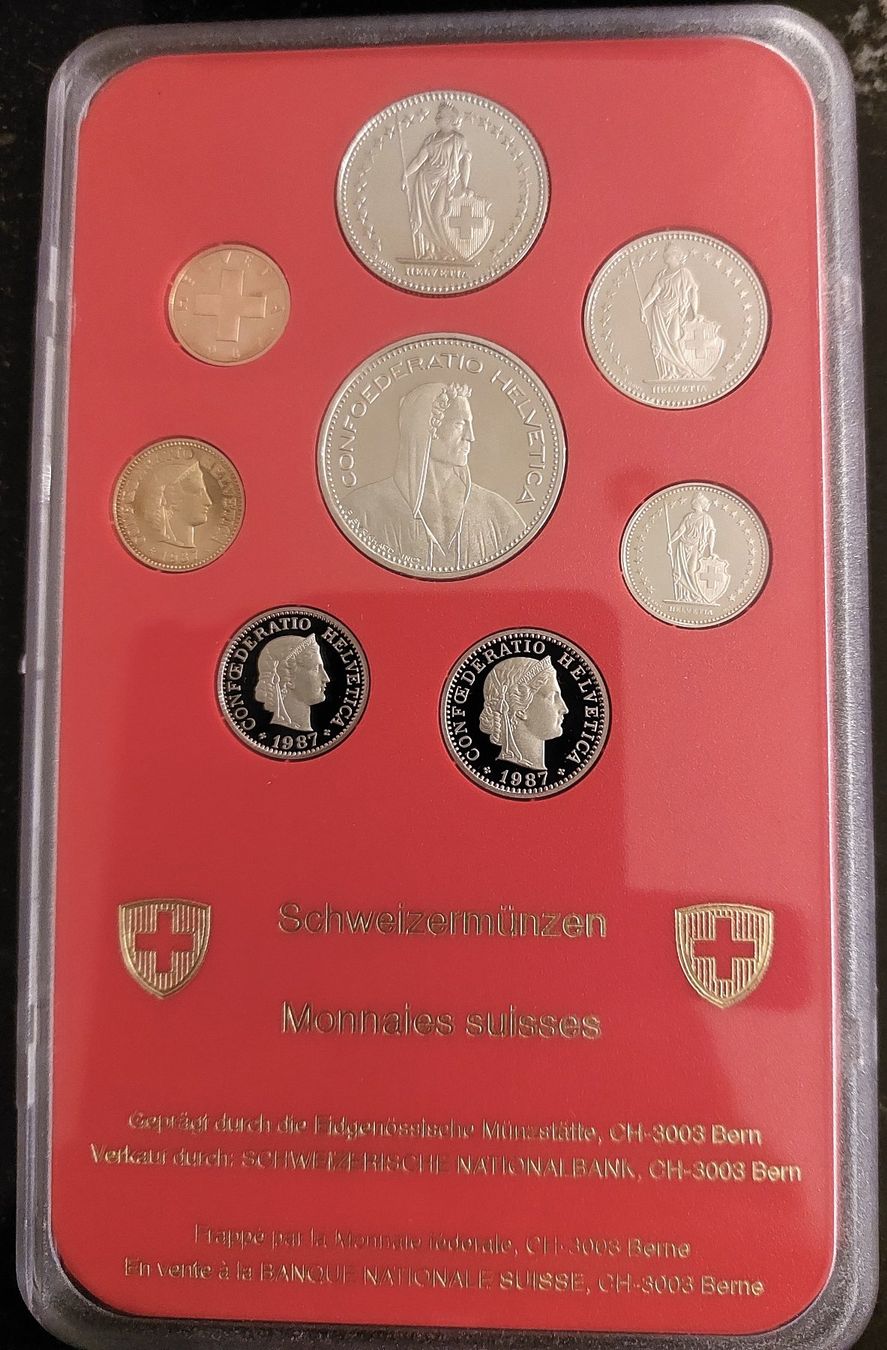 Tutti le monete: Münzsatz Schweiz 1987 pp – Nuovo e nell'imballaggio originale da Arch venduto da moneyswiss 3