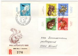 Pro Juventute Serie 1966 mit TAB (Lat) auf offiziellem R-FDC