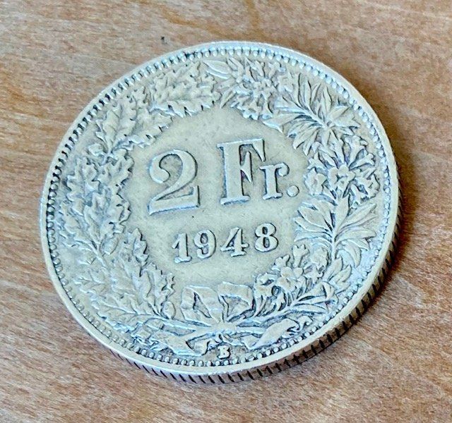 Tutti le monete: 2 Franken 1948 (Silber) – Usato da Dürnten venduto da Scheidegg32