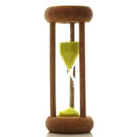 SANDUHR 3 MINUTEN Mini64 MM ZYLINDRISCH GLAS IN HOLZGESTELL