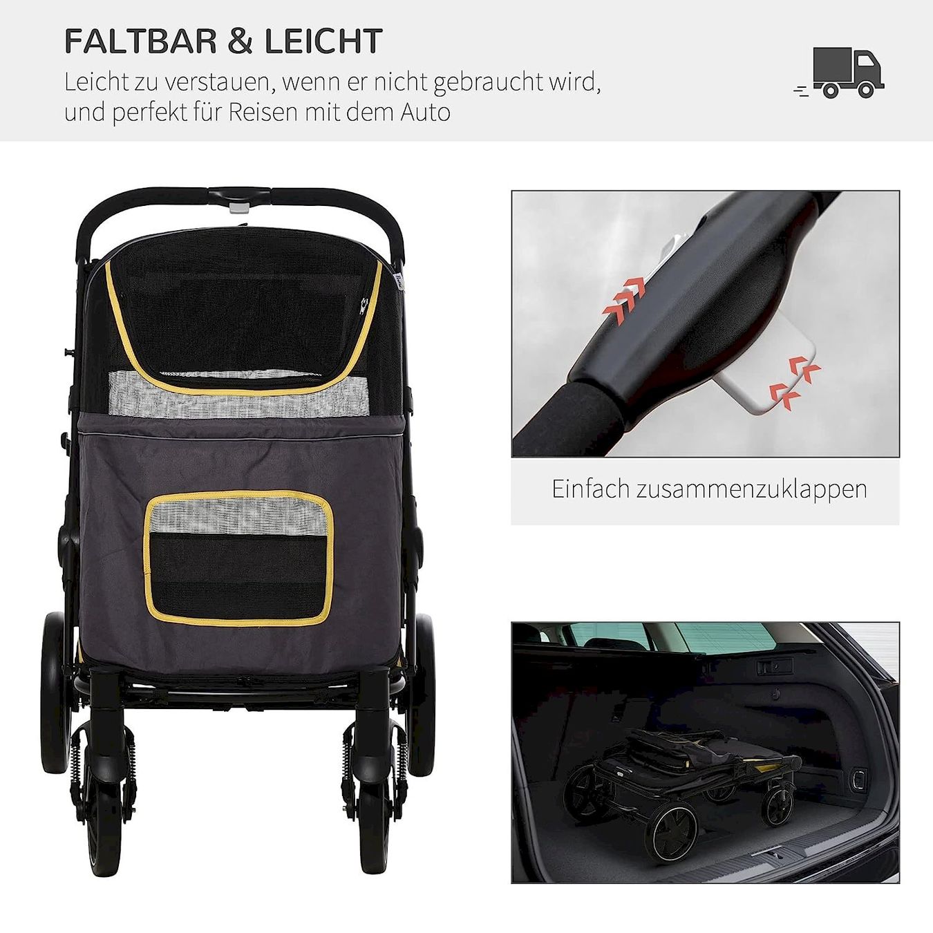Gabbie, trasporto & Sicurezza: Hundewagen mit Netzfenster faltbar grau – Nuovo e nell'imballaggio originale da Bottighofen venduto da zaap 2