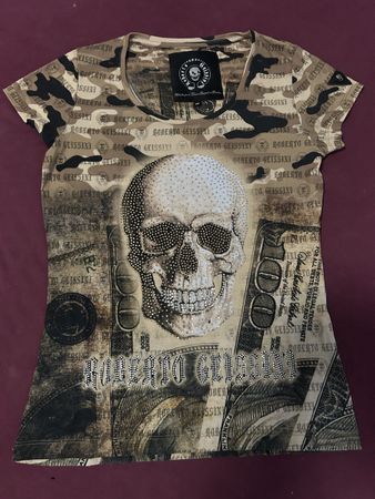 Damen T-Shirt Roberto Geissini Totenkopf Print Grösse M