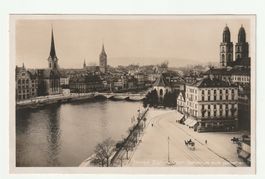 Alte Postkarte 1927, Zürich, vom Bellevue aus Gesehen