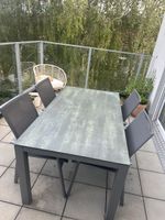 Garden Chair Grey Metal Fabric Wood Arms Used Condition