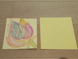 Handgemachte Bei mir Karte  mit Umschlag - 15 cm X 15 cm.