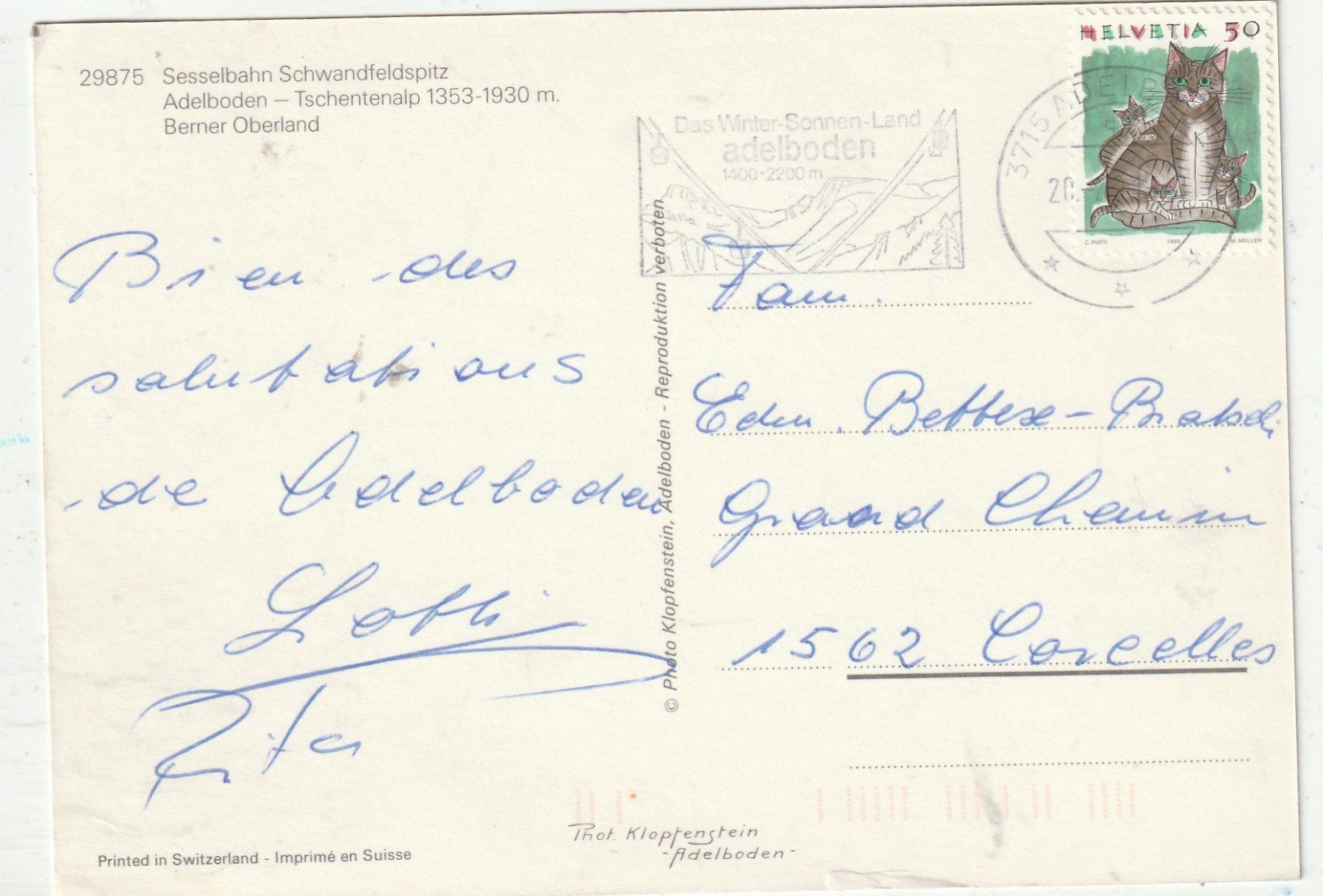 Cartoline postali: 2 Karten Adelboden Skibetrieb – Usato da Lumbrein venduto da made02 3