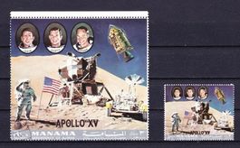 Série 2  timbres rares Apollo XV - Manama /Ajman - 1971 - Ob