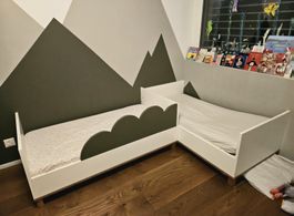 CHAMBRE COMPLÈTE–2 lit evolutif 70×140 + 2 matelas + commode