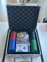 Poker Koffer Aluminium mit Chips und Karten, (I15)