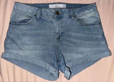 Amisu Highwaist Jeans Shorts, Grösse 38, hellblau