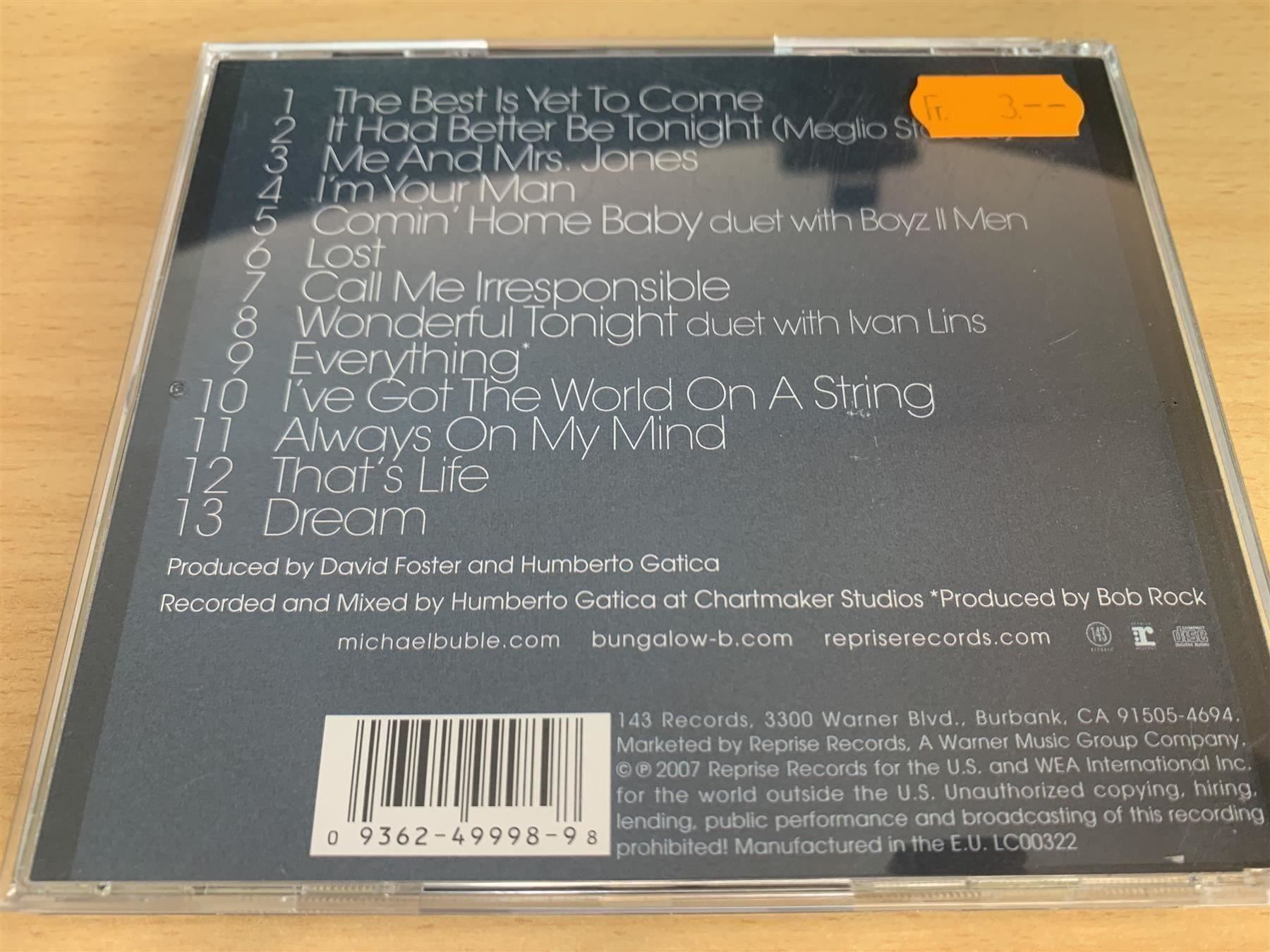 CDs: Michael Bublé – Call Me Irresponsible – Gebraucht aus Rikon im Tösstal von Alpenmutz 1