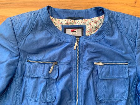 KSTN by KIRSTEN mega blaue Kunstlederjacke Gr. 40