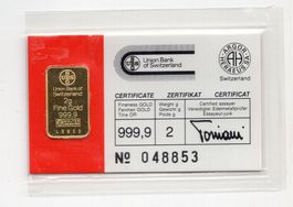 (1301) Goldbarren 2 g, stgl, UBS