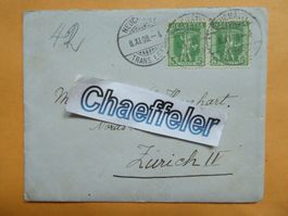 1908 Brief mit 2 Tellbub-Marken