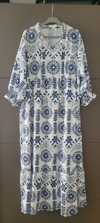 Robe longue imprimée bleue et blanche 4XL/Neuve