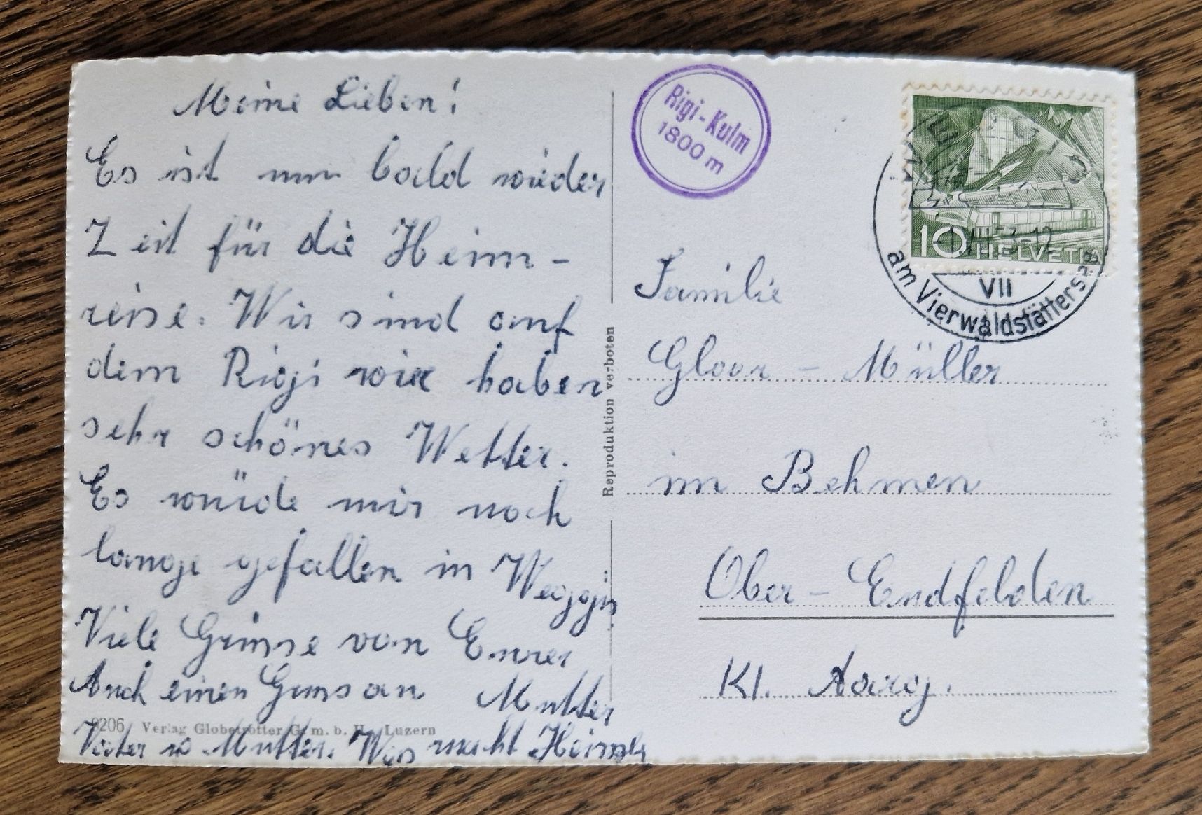 Cartoline postali: Rigi Staffel u. Kulm 1953 – Usato da Ebikon venduto da Donar50 1