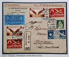 III. Schweizer Afrikaflug 1930. R-Brief Zürich-Perpignan