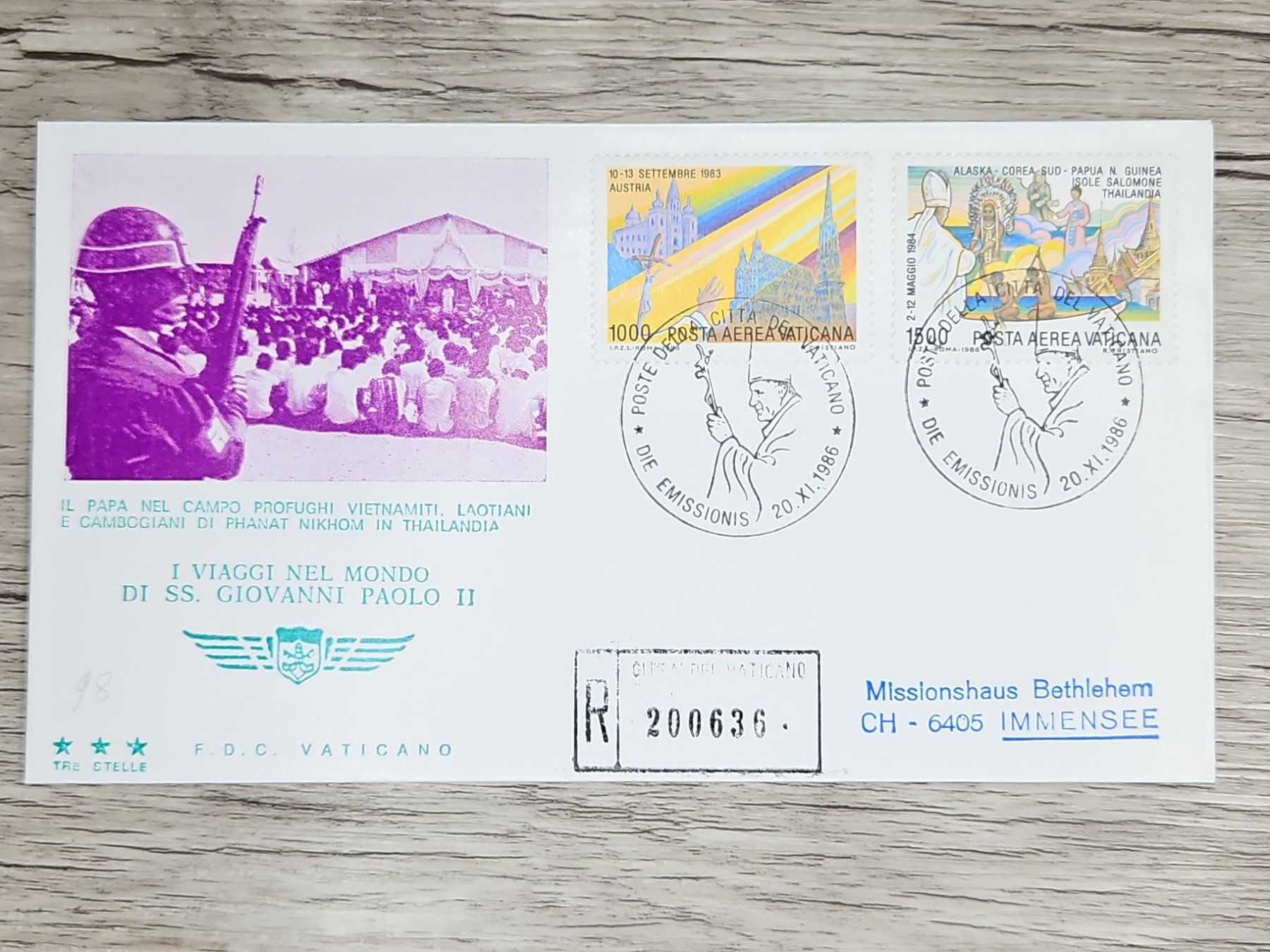 Tutti i francobolli: CL05 Enveloppe + Timbre Poste Vaticane 1986 – Usato da Cousset venduto da Patrick_Collections