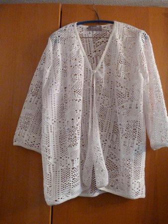 Häkeljacke biggi M., Gr. 42, weiss, Boho-Style