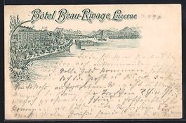 Lithographie Lucerne, Hotel Beau-Rivage