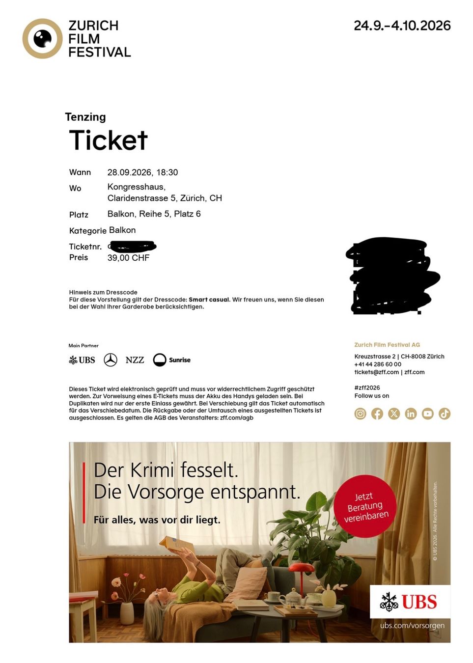 Billets: ZFF Film – Neuf (Voir description) à Winterthur par sab_9qhb