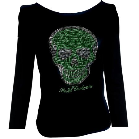 Rebel Cashmere Shirt schwarz – Totenkopf – Baumwolle M