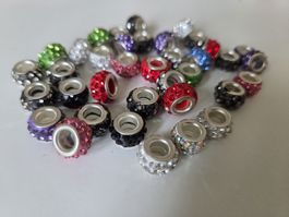 36 Beads mit Strass, Krälleli, Perle, Knopf, wie Pandora