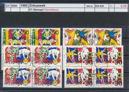 1992 "Zirkuswelt", Viererblock, ET - Stempel