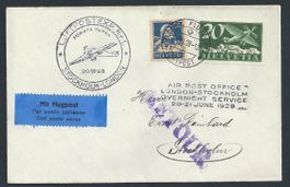 Flugpost Schweiz 1928 Basel Amsterdam Stockholm Luftpost