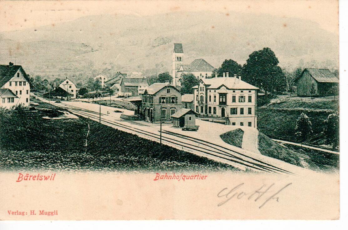 Cartoline postali: Bäretswil Bahnhofquartier 1902 - Stabstempel Adetswil – Usato da Wolhusen venduto da Curver9
