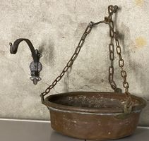 Antike robuste Kupferschale mit Aufhängung