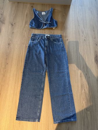 Damen Set Pull and Bear blau gestreift Grösse M und 38