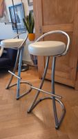 2er Set Barhocker, Chrom und Creme