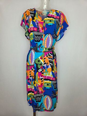 Vintage Kleid M-XL 80er Abstract Print