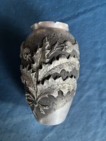 antike silberfarbene Metallvase Art Deco