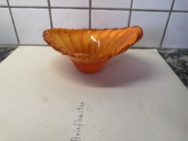 Murano-Glas Schale orange gerillt guter Zustand