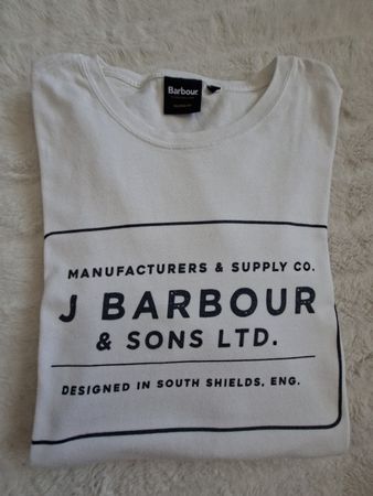 T-shirt Barbour blanc taille L coton imprimé 