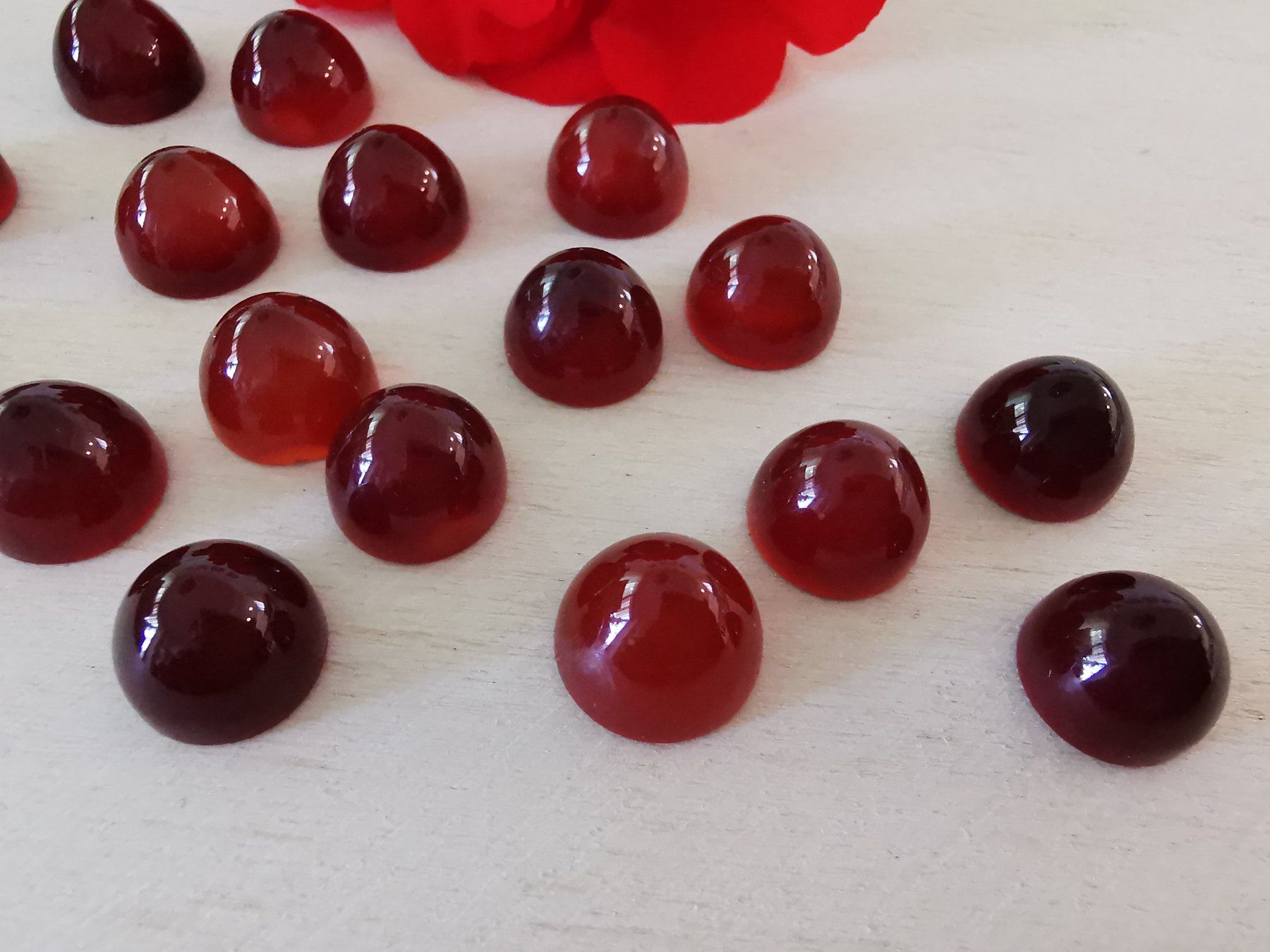 Pietre preziose: 8 Stk. runde Karneol Cabochon / Lager-Sondererkauf – Nuovo e nell'imballaggio originale da Dierikon venduto da Buntspecht-10