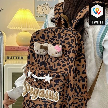 Sac à dos imprimé léopard  Hello Kitty, sac d'école