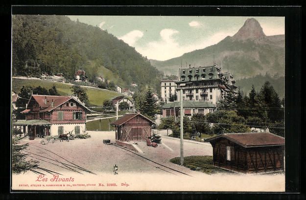 Cartoline postali: Les Avants, Partie am Bahnhof mit Teilan – Usato da Berlin venduto da bartko-reher