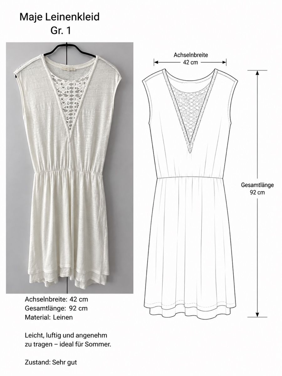 Robes: Maje Leinenkleid Weiss Gr. S (Gr. 1) – D'occasion à Zumikon par DesignDeluxe 5