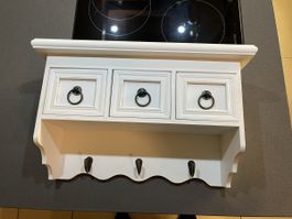 Schlüsselbrett/Garderobe mit Schubladen, Wandregal, Vintage