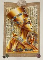 Original Ägyptischer Papyrus Handgemalt - Königin Nofretete 