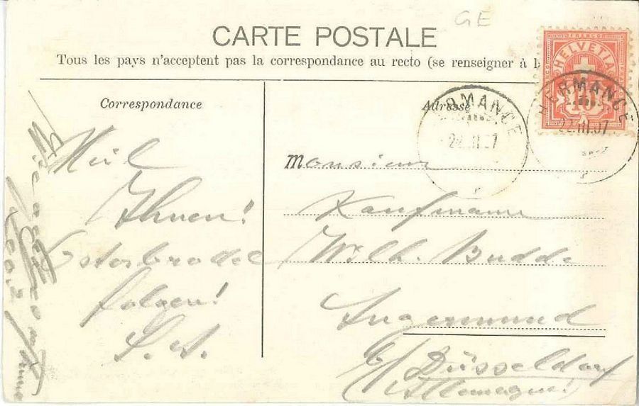 Cartoline postali: Hermance et le Jura, circulée 1907 – Usato da Frauenfeld venduto da POML 1